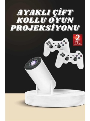 isiltikidsmoda Projeksiyon Cihazı Video Oyun Konsolu Projektör Taşınabilir Ayaklı Çift Kollu 4K Çözünürlüklü - Lisinya