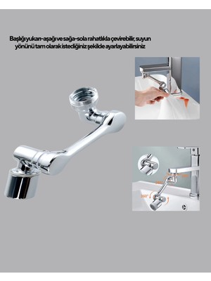 isiltikidsmoda Üç Segmentli 1080 Derece Musluk Aparatı Esnek Döner Havalandırıcı Pratik Kullanım - Lisinya