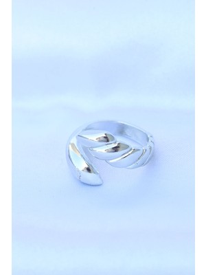 Pirinç Gümüş Renk Ayarlanabilir Sarmal Yüzük - Lisinya