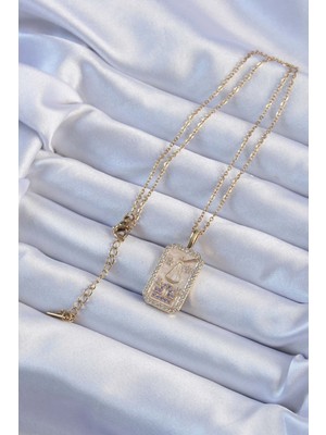 isiltikidsmoda 316L Çelik Zincir Altın Renk Lila Zirkon Taşlı Tarot Kolye - Lisinya