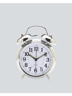 isiltikidsmoda Dekoratif Gümüş Işıklı Alarmlı Masa Saati Sessiz Mekanizma - Lisinya