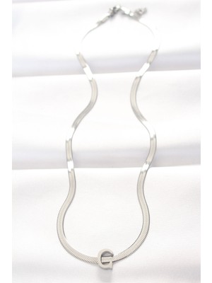 isiltikidsmoda 316L Çelik C Harfli Silver Renk Italyan Zincirli Kolye - Lisinya