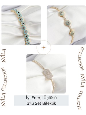 Turkuaz Nazar + Nazar + Kutup Yıldızı 3’lü Kadın Bileklik Seti