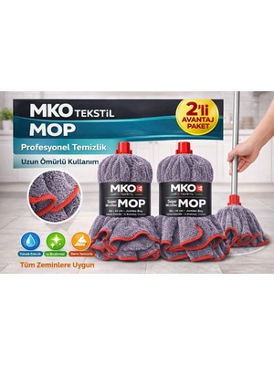 Mko Tekstil 2'li Avantaj Paket Büyük Boy Mikrofiber Mop Başlığı