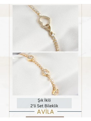 Oval Işıltı + Kelebek Zincir 2’li Kadın Bileklik Seti
