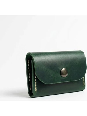 Deri Sepeti Olive Minimal Kartlık Hakiki Deri Yeşil