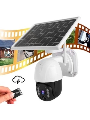 Solar Panelli Su Geçirmez Gece Görüş Destekli Wifi Bağlantılı Güvenlik Kamerası
