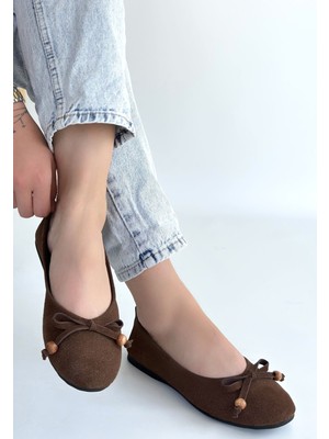 isiltikidsmoda Cear Kahverengi Deri Tozu Süet Babet Ayakkabı - Lisinya