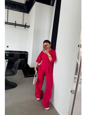 Özge Özgenç Balon Kol Gipeli Gömlek Pantolon Takım