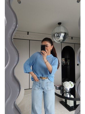 Özge Özgenç Bisiklet Yaka Merserize Triko