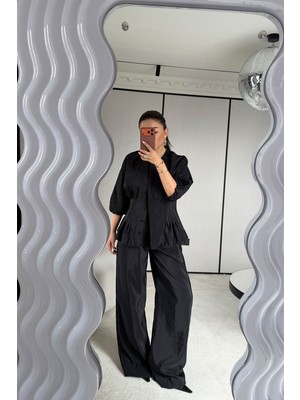 Özge Özgenç Balon Kol Gipeli Gömlek Pantolon Takım