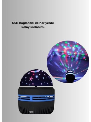 Zenvia Galaxy Projektör – 360° Dönebilen Gece Lambası, Dekoratif Ambiyans Işığı