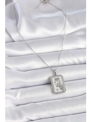 316L Çelik Gümüş Renk Zincir Koç Burcu Zirkon Taşlı Kadın Kolye