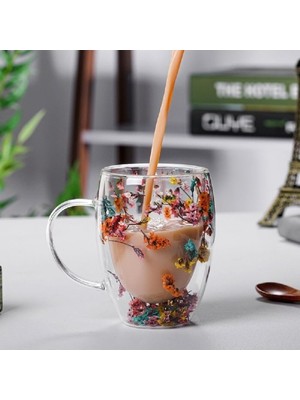 Orjinal Kurutulmuş Çiçekli Kupa Bardak