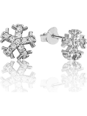 925 Ayar Gümüş Kar Tanesi Çivili Küpe