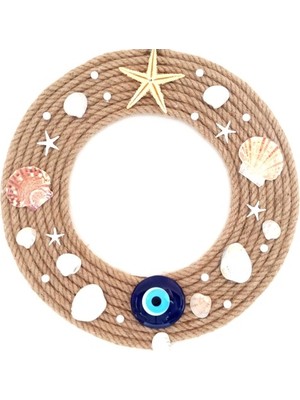 Deniz Yıldızlı Incili Nazar Boncuklu Duvar ve Kapı Süsü