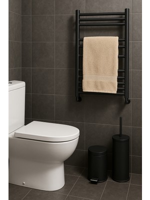 Digisu Pedallı Çöp Kovası & Klozet Fırçası Seti-Siyah