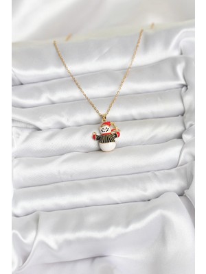 316L Çelik Zincir Gold Renk Kardan Adam Figürlü Yılbaşı Temalı Kadın Kolye