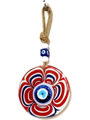 Cam Nazar Boncuklu Kırmızı Şeker Modelli Duvar Süsü