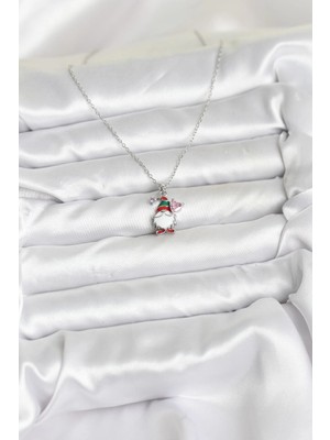 316L Çelik Zincir Gümüş Renk Yılbaşı Teması Kadın Kolye