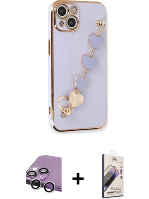 Cepte Toptan iPhone 14 Nova Işık Prime - Siyah Bilvis 3D Mat Cam Ekran Koruyucu + Gümüş Raze Metal Kamera Lens