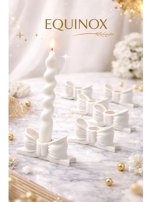 Equinox Pinterest Fiyonk Şamdan Mumluk 2’li Set Dekoratif Kurdele Şamdan Beyaz