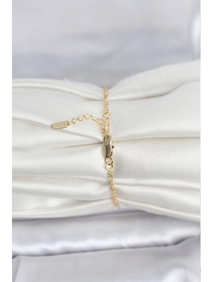 cm 14K Gold Renk Ezme Burgu Zincir Model Kadın Bileklik