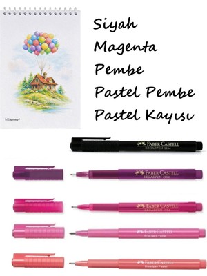 Faber-Castell 5 Adet Broadpen O.8mm Tükenmez Kalem ve A6 Bloknot