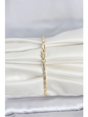 cm 14K Gold Renk Burgu Zincirli Model Kadın Bileklik