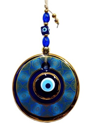 Altın Yaldızlı Nazar Boncuğu Işlemeli El Yapımı Duvar Süsü, Hediyelik Nazarlık