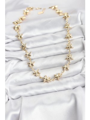Yıldız Model Pirinç Gold Renk Kadın Kolye