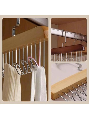 Uslucan Alışveriş 8 Kancalı Askı Çok Fonksiyonlu Ahşap Kemer Kravat Eşarp Dolap Askısı