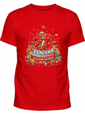 Efendioğlu Design Kısa Kollu Kule Yapan 23 Nisan Ulusal Egemenlik ve Çocuk Bayramı Baskılı Çocuk T-Shirt