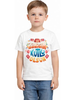 Efendioğlu Design Kısa Kollu Özel Çocuk 23 Nisan Kutlu Olsun Yazılı Çocuk T-Shirt