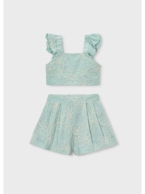 Mayoral Kız Çocuk Bermuda Şort ve Bluz Takım Yeşil  - 03235