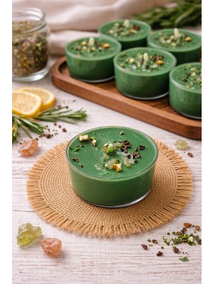 AkanArt Studio  Kalp Çakrası Yeşil Mum Seti – El Yapımı Doğal Tealight (6’lı)