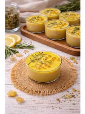 AkanArt Studio Manipura (Solar Pleksus) Çakra Mum Seti – Ak Günlük & Doğal Bitkili Tealight (6’lı) – Arınma & Güç R