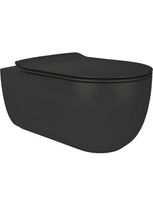 Bien Vokha Kanalsız  Mat Siyah Asma Klozet, Bien Vokha Duroplast Siyah Yavaş Kapak