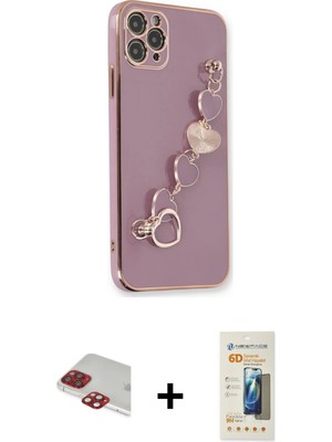 Cepte Toptan iPhone 11 Pro Max Nova Işık Prime - Siyah 6d Mat Seramik Hayalet Nano Ekran Koruyucu + Kırmızı Pers Alüminyum Kamera Lens