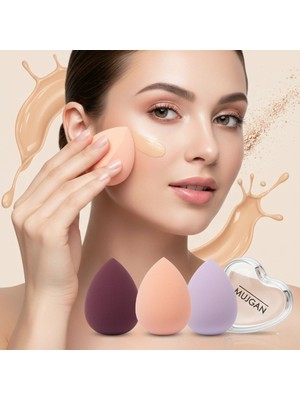 3'lü Makyaj Süngeri Seti Kalpli Kutu