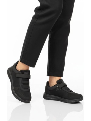 Walkway Siyah Cırtlı Fileli Hafif Hava Alabilen Unisex Spor Ayakkabı 616 G