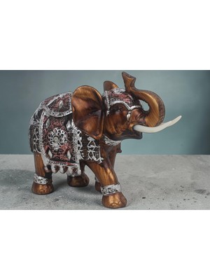 Elifeshop Lüks Ayna ve Nakış Işlemeli Feng Shui Fil Heykeli Dekoratif Biblo 17 Cm. Yeni Yıl Ev & Ofis Hediyesi