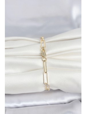 Eco Lounge cm 14K Gold Renk Kalın Ataç Zincir Model Kadın Bileklik