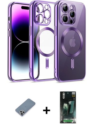 Cepte Toptan iPhone 12 Pro Nova Işık Özel Seri - Siyah 360 Mat Full Body Arka Koruyucu + Gümüş Metal Kamera Lens Koruma Cam