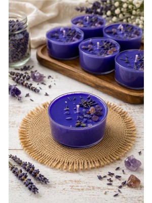 AkanArt Studio Üçüncü Göz Çakrası Mor Mum Seti – El Yapımı Doğal Tealight
