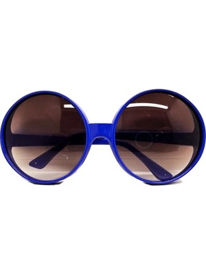 Eco Lounge Yuvarlak Yeşilçam 80 Li 90 Lı Yıllar Parti Gözlüğü Retro Mavi Renk