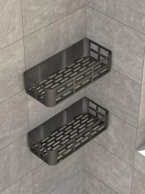 Eco Lounge Duş Içi Yapışkanlı Banyo Rafı 2’li Set Delme Yok Güçlü Yapışkan Bantlı Organizer