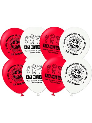 Süsle Bebek ve Parti 23 Nisan Kutlu Olsun Pastel Balon - 23 cm x 8 Adet