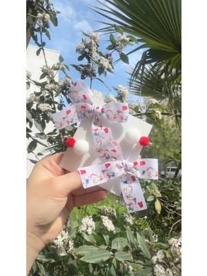 Toka Perisi 23 Nisan 29 Ekim Türk Bayrak Desenli Kırmızı Beyaz Son Trend Fiyonk Toka, Kurdele Hand Made Çocuk Toka Fiyonk