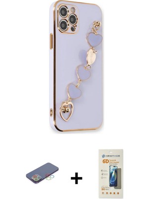 Cepte Toptan iPhone 12 Pro Max Nova Işık Prime - Siyah 6d Mat Seramik Hayalet Nano Ekran Koruyucu + Mavi Renkli Kamera Lens Koruma Cam